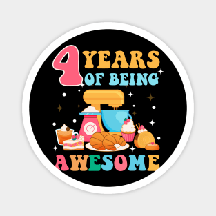 4 Years Of Being Awesome Tee 4th Baking Birthday Gift Leopard Girl Birthday Tee Baking Party Outfit Magnet